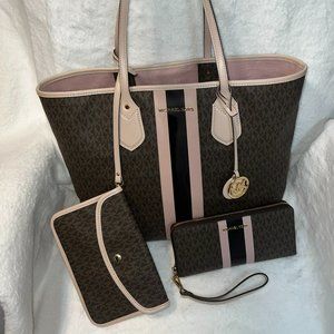 Michael Kors Eva Large Tote and Matching Wallet/Wristlet